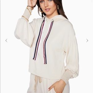 NWT Ramy Brook Tatum Puff Sleeve Sweatshirt M Bone Cream $155 retail